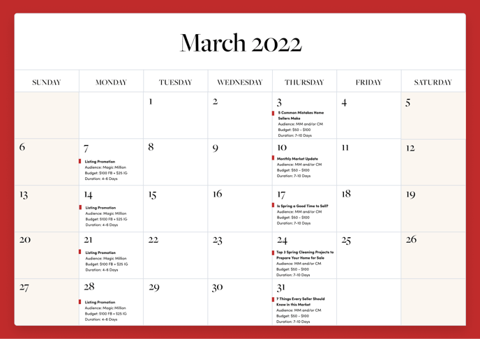 March 2022 - Calendar